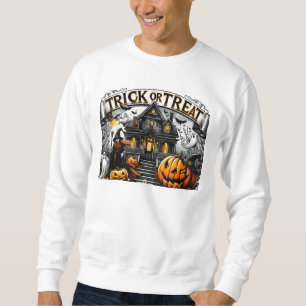 Sweatshirt Halloween éffrayante avec fantômes et citrouilles