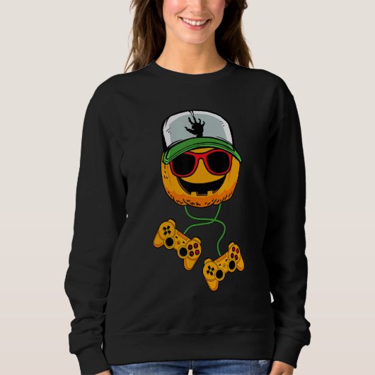 Sweatshirt Halloween Gamer Jack-o'-lantern Gaming Boys Kids M (Devant)