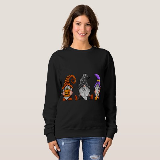 Sweatshirt Halloween Gnomes mignonne Automne Citrouille Autom (Devant entier)