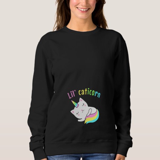 Sweatshirt Halloween Grossesse Faire-part Lil Unicorne Chat C (Devant)