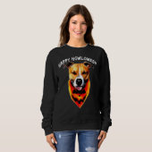 Sweatshirt Halloween Jack-o'-lantern Pitbull Funny Chien Hall (Devant entier)