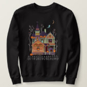 Sweatshirt Halloween Maison hantée Noire (Design devant)
