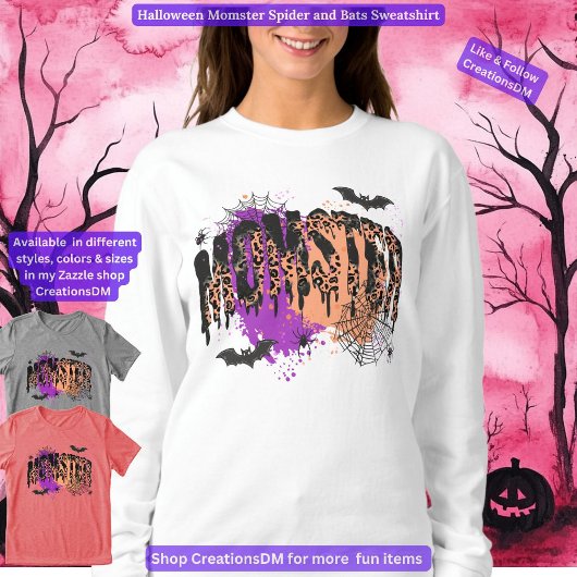 Sweatshirt Halloween Momster Spider et Bats