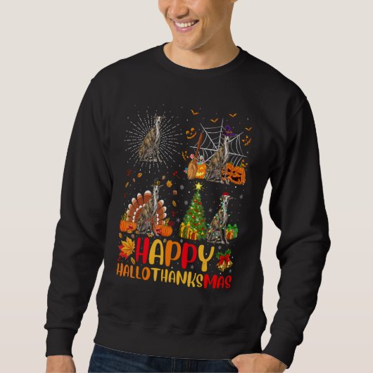 Sweatshirt Halloween Noël Lévrier Dog Hallothanksmas (Devant)