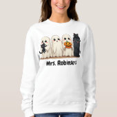 Sweatshirt Halloween Nom personnalisé Fantôme Chats Chat Dame (Devant)