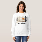Sweatshirt Halloween Nom personnalisé Fantôme Chats Chat Dame (Devant entier)