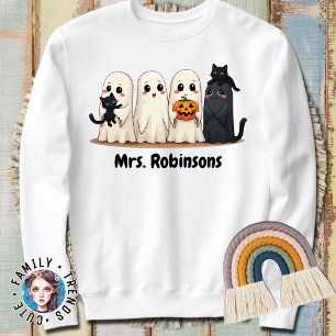 Sweatshirt Halloween Nom personnalisé Fantôme Chats Chat Dame