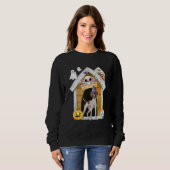 Sweatshirt Halloween Pointer Chien Sorcière Haunch Maison (Devant entier)