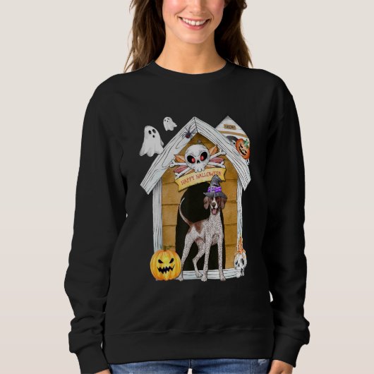 Sweatshirt Halloween Pointer Chien Sorcière Haunch Maison (Devant)