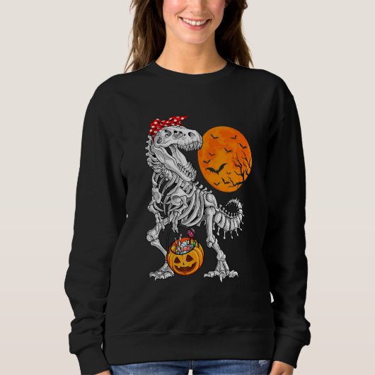 Sweatshirt Halloween Pour Les Filles Dinosaure Squelette T Re (Devant)