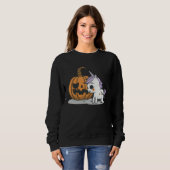 Sweatshirt Halloween pumpkin eats unicorn skeleton candy (Devant entier)