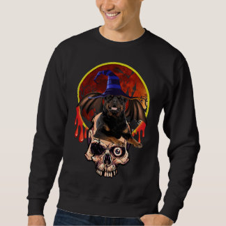Sweatshirt Halloween Rottweiler Avec Bat Ailes Crâne Et Witc