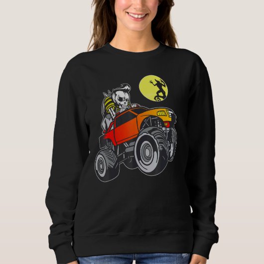 Sweatshirt Halloween Skeleton équitation Monster Truck Kids (Devant)