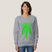 Sweatshirt halloween Skeleton Rib Acide caissé vert (Devant entier)
