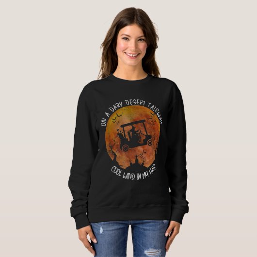 Sweatshirt Halloween Sorcière équitation Golf Panier Sur Un D (Devant entier)