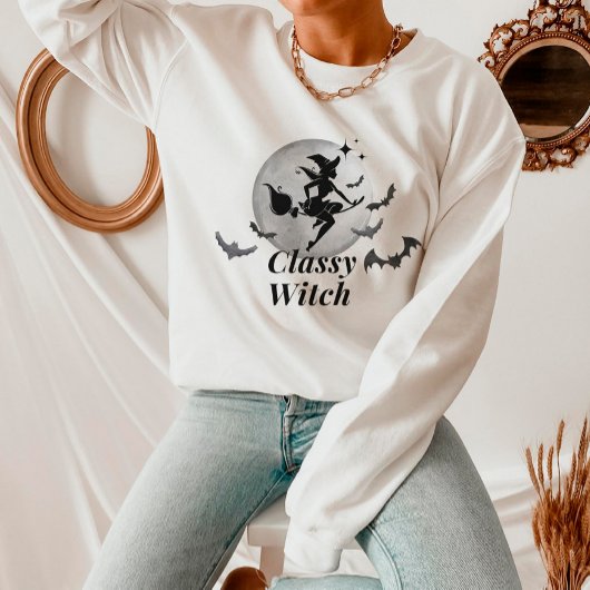 Sweatshirt Halloween sorcière et lune