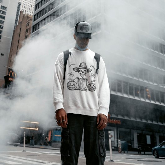 Sweatshirt Halloween squelette effrayant et Citrouilles Éffra