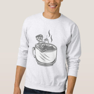 Sweatshirt halloween squelette tasse de café vintage retro