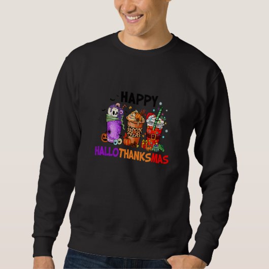 Sweatshirt Halloween Thanksgiving Christmas Happy Hallothanks (Devant)