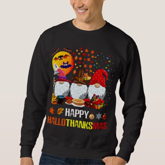 Sweatshirt Halloween Thanksgiving Joyeux Noël Happy Hallo (Devant)