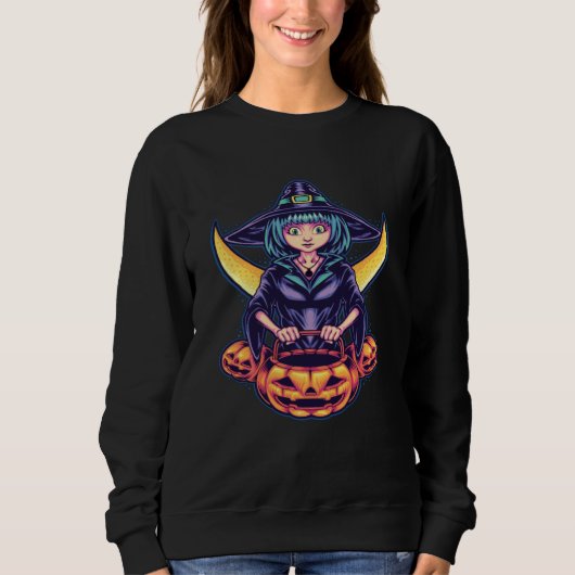 Sweatshirt Halloween witch ghost Pumpkin Horror party Hallowe (Devant)