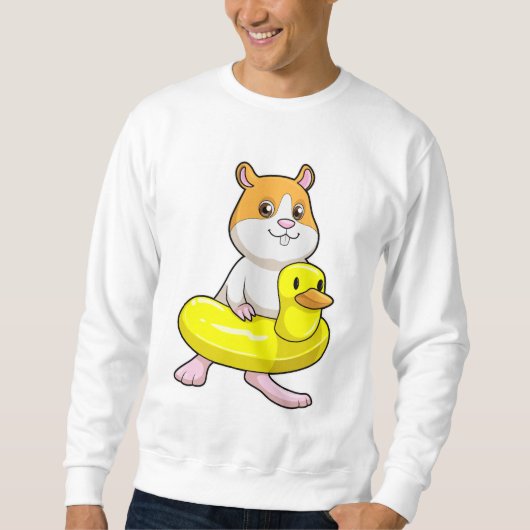 Sweatshirt Hamster à la plage avec canard comme anneau de nag (Devant)