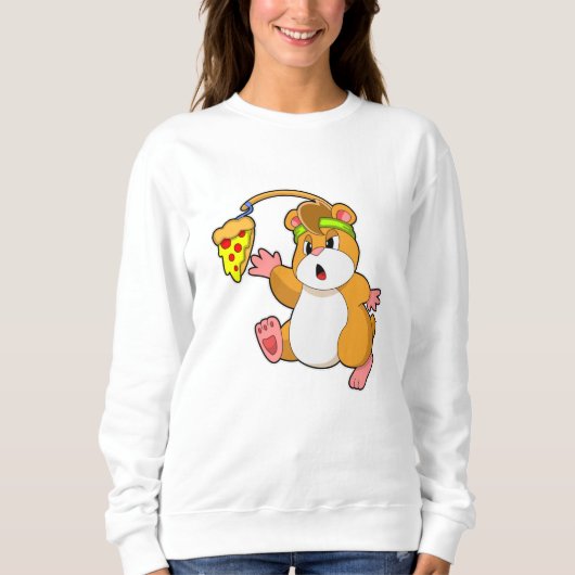 Sweatshirt Hamster à manger avec pizza (Devant)