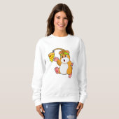 Sweatshirt Hamster à manger avec pizza (Devant entier)