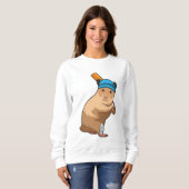 Sweatshirt Hamster au cricket avec chauve-souris de cricket (Devant entier)