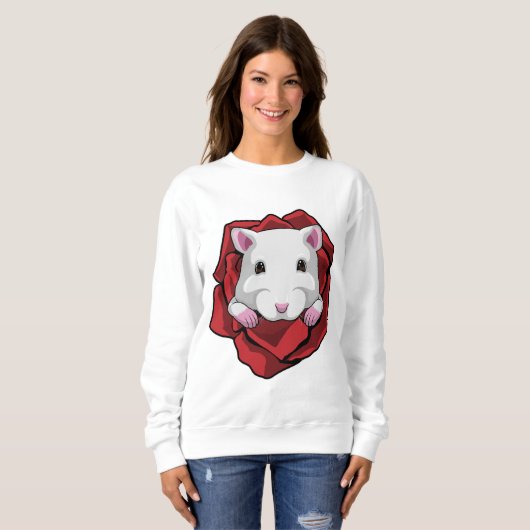 Sweatshirt Hamster avec Rose (Devant entier)