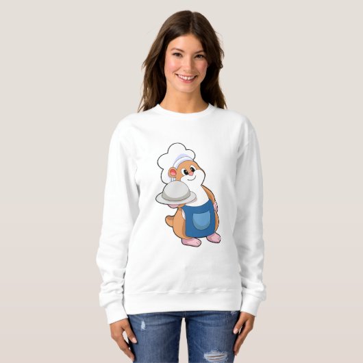 Sweatshirt Hamster comme cuisinier avec Plateau (Devant entier)