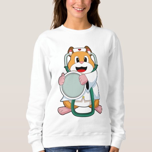 Sweatshirt Hamster comme docteur avec Stethoscope.PNG (Devant)
