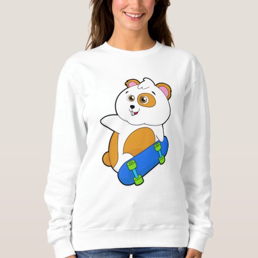 Sweatshirt Hamster en patinage avec skateboard (Devant)