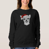 Sweatshirt Hand-Drawn Chihuahua Christmas Santa Dog Portrait (Devant)