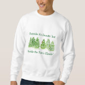 Sweatshirt Handpainted Winter Trees Outside Snow Fires Glowin (Devant)