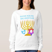 Sweatshirt Hanoukka moderne Menorah Dreidel (Devant)