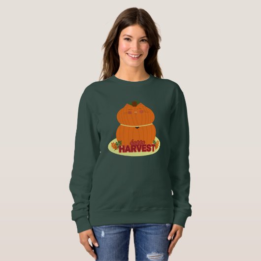 Sweatshirt Happest Harvest Citrouille Chat (Devant entier)