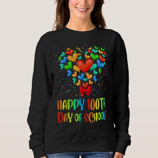 Sweatshirt Happy 100th Day of School Heart Teacher Kids Gift (Devant)