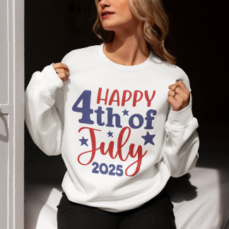 Sweatshirt Happy 4th of July 2025 - Patriotic Design in Red &