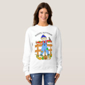 Sweatshirt Happy automne Halloween Scarecrow et Citrouille (Devant entier)