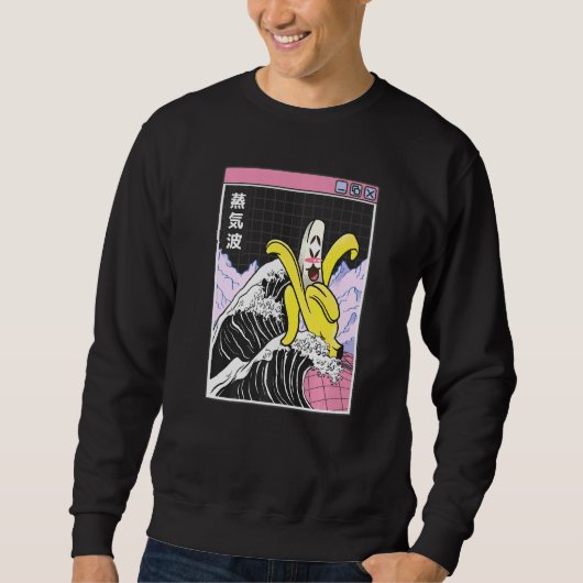 Sweatshirt Happy Banana Kanagawa Wave Grid Paysage numérique (Devant)