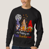 Sweatshirt Happy BonjourThanksMas Gnomes Halloween Thanksgivi (Devant)