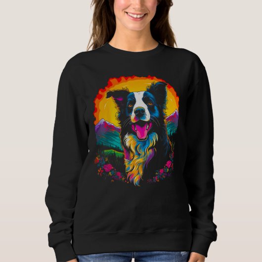 Sweatshirt Happy Border Collie Dog Sun (Devant)