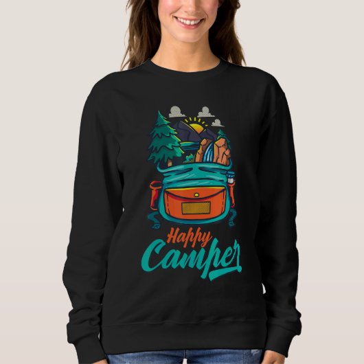 Sweatshirt Happy Camper Camping Campfire Nature Sac à dos (Devant)