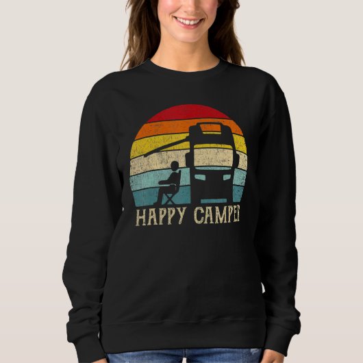Sweatshirt Happy Camper Rv Camping Hommes Femmes Retro Sun le (Devant)