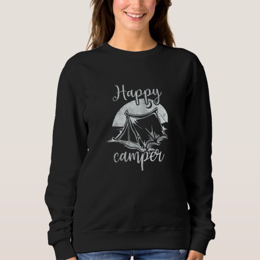 Sweatshirt Happy Camper Travel Outdoor Vacation Camping Campf (Devant)