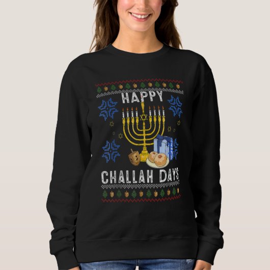 Sweatshirt Happy Challah Days Ugly Hanukkah Sweater Men Boy (Devant)
