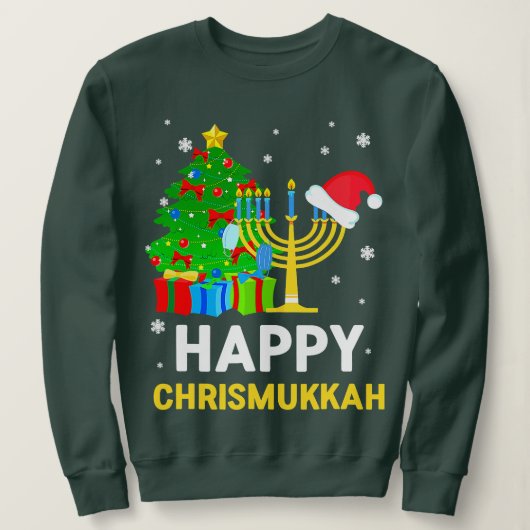 Sweatshirt Happy Chrismukkah Funny Hanukkah And Christmas 202 (Design devant)