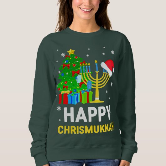 Sweatshirt Happy Chrismukkah Funny Hanukkah And Christmas 202 (Devant)
