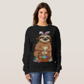 Sweatshirt Happy cute sloth with Bunny ears & Egg Hunting Eas (Devant entier)